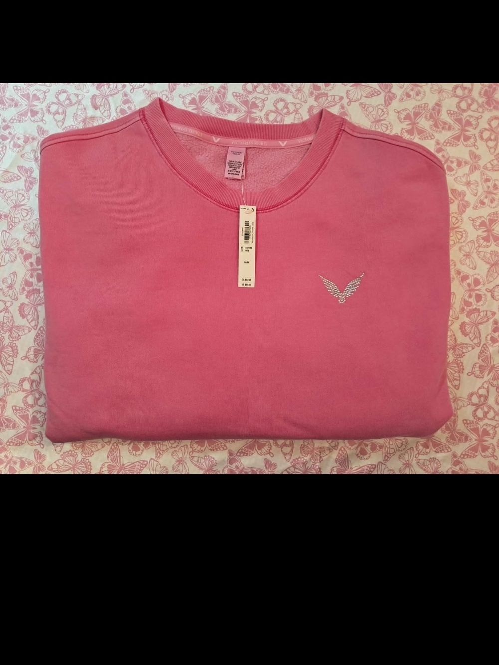 New Victoria's Secret Hollywood Pink Angel Essentials Iconic Fleece Sweatshirt M - Picture 3 of 6